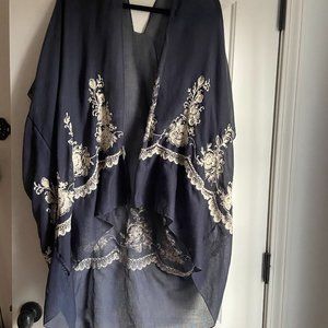 Blue and White Lace Wrap